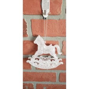 Plastic Glitter Rocking‎ Horse Ornament